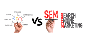 SEM and SEO comparing banner