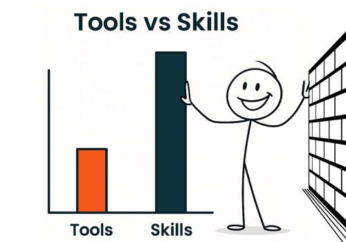Simple bar visual showing “Tools” vs “Skills” with “Skills” doing the heavy lifting.